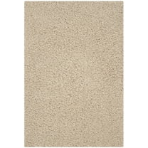 SAFAVIEH Martina Solid Sheep Polyester Shag Area Rug, Beige, 4' x 6'