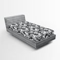 thumbnail image 2 of Ambesonne Gothic Themed Fitted Sheet, Spooky Skull Pattern, Twin Size, Charcoal Grey Pale Grey, 2 of 5