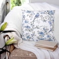 thumbnail image 3 of 18x18 Pillow Covers Set of 2, Blue Floral Birds Throw Pillow Covers Decorative Couch Cushion Case, Farmhouse Flowers Pastoral Microfiber Square Pillowcases for Bedroom Car Living Room, 3 of 7