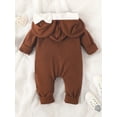 thumbnail image 4 of hirigin Newborn Baby Romper, Contrast Color Long Sleeve Button Down Casual One-Piece Hooded Jumpsuit, 4 of 9