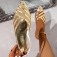 thumbnail image 2 of KEGIRLOM Women's Fashionable Casual Mesh Hollow-Out Pointed Toe Closed-Toe Colorful Sandals Shoes Gold 7.5, 2 of 6