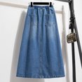 thumbnail image 5 of ZHOGXU Modern Denim Midi Skirts For Women Solid Color High Elastic Waist A Line With Pocket Party Club Wear, 5 of 9
