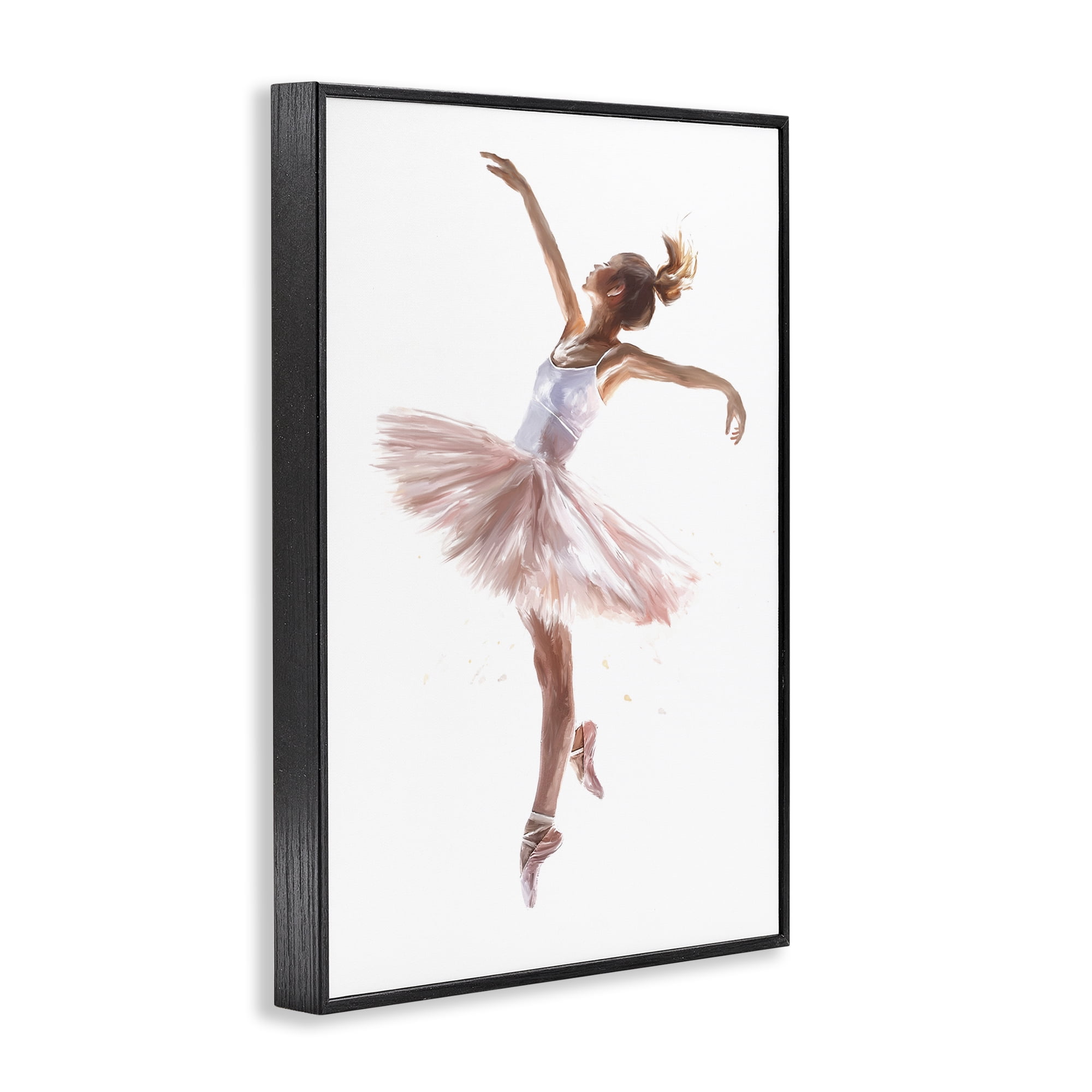 Stupell Industries Graceful Ballerina Pose Novelty Painting Black Framed Art Print Wall Art, 20 x 30