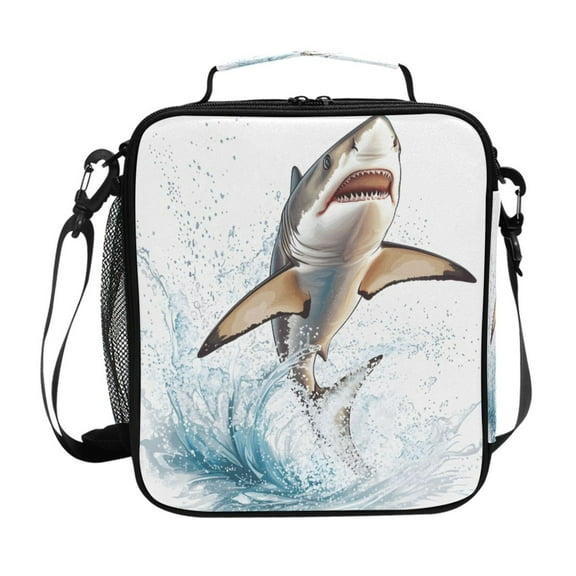 ALAZA Watercolor Shark Jumping Lunch Box Insulated Lunch Bag Reusable Thermal Cooler Tote School Picnic