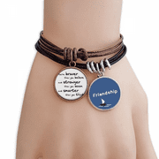 braver stronger smarter quote friendship bracelet leather wristband couple set