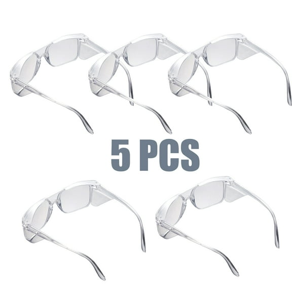 TOP-MAX Windproof Goggles, Protective Glasses, Eye Protection, Polycarbonate, for Men and Women (5pcs, Clear)