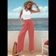 thumbnail image 4 of Pantalones de Salón de Pierna para Mujer, Color Rojo Coral, Talla L, 4 of 8