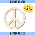 thumbnail image 2 of Bigger Better | Unfinished Wood Peace Symbol Shape |  DIY Craft Cutout 36" / 1/2", 2 of 2