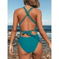 thumbnail image 2 of CUPSHE Women's One Piece Swimsuit Deep V Neck Keyhole Crisscross Back Self Tie Cutout Straps, 2 of 5