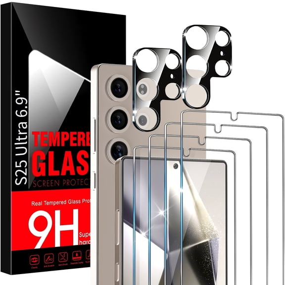 4-Pack Of Privacy Tempered Glass Screen Protectors 2 Camera Lens Protectors For Samsung Galaxy S25 Ultra, 9H Hardness, Scratch And Drop Resistance, HD, Fingerprint Unlocking