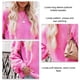 thumbnail image 4 of Suéter de punto de gran tamaño con cuello redondo y manga larga abombada, suéter informal con patrón lindo para mujer, color rojo rosa XL, 4 of 5