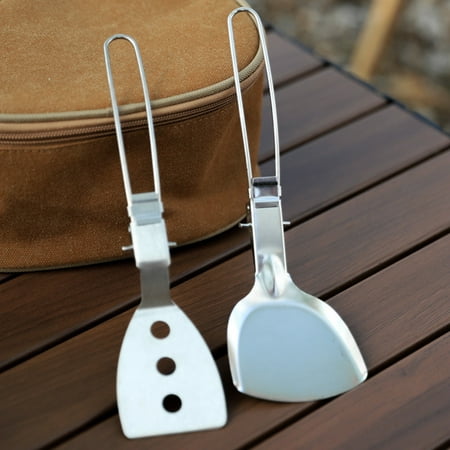 

HZHGAV Cooking Utensils Outdoor Folding Frying Spatula Camping Portable 304 Stainless Steel Spatula Picnic Barbecue Cutlery Spade