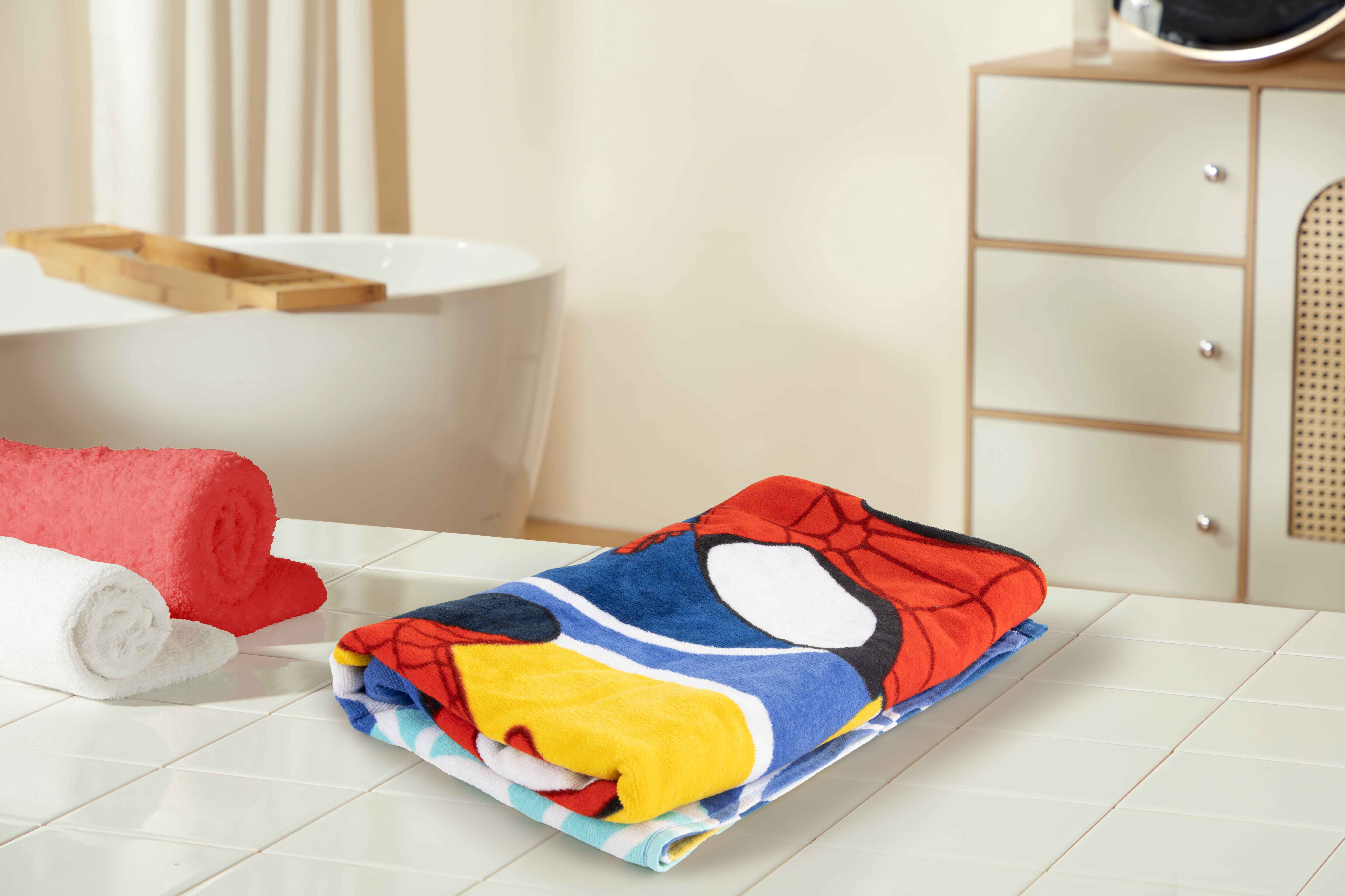 Spidey & His Amazing Friends Spots and Webs 27" x 54" Kids Bath Towel, Cotton, Multicolor, Disney