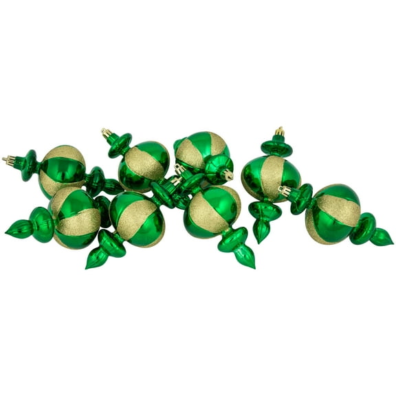 Northlight 8-Count Green Shatterproof Finial Christmas Ornaments, 6"