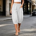 thumbnail image 5 of Lenpel Womens Capri Pants Fashion Casual High Waist Cropped Harem Pants with Pockets Lightweight Comfy Capris Slacks, 5 of 7