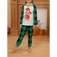 thumbnail image 4 of Gureui Family Matching Christmas Pajamas Sets, Long Sleeve Round Neck Dog Print Patchwork Tops + Green Elastic Band Plaid Pants Set or Long Sleeve Plaid Jumpsuit Sleepwear, 4 of 9