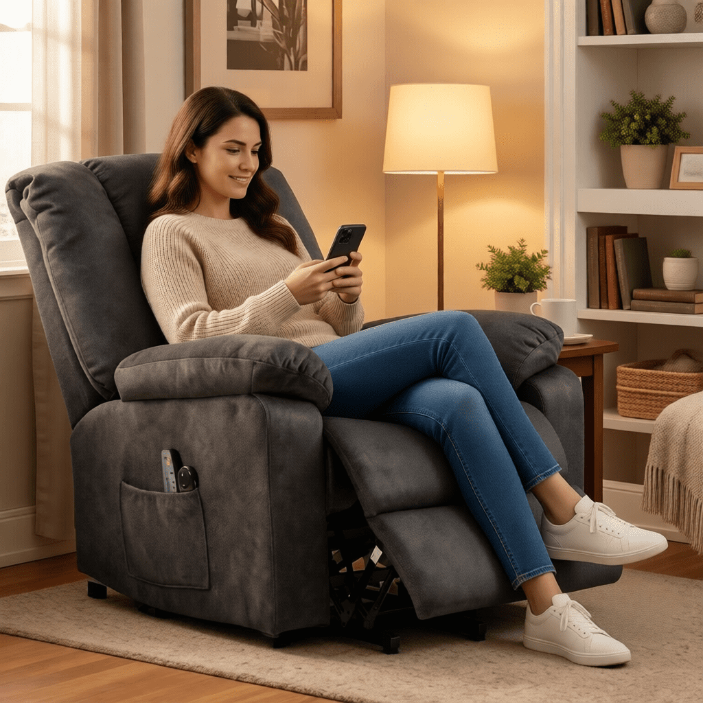 Segmart Power Lift Recliner Chair with Massage and Heating, Electric Adjustable Reclining Sofa Chair for Elderly, Velvet Fabric, Overstuffed Comfort with Side Pocket & USB Port, Gray