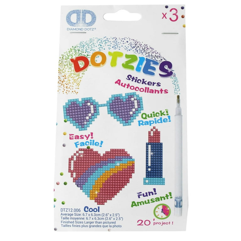 Diamond Dot Kitz Dotzies Stickers Cool 3PC