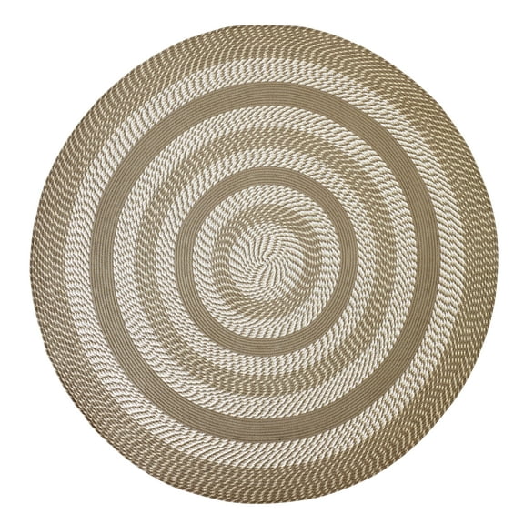 Better Trends Round Braided Rug, 8' (96") Diameter, Reversible Indoor Area Rug for Living Room or Bedroom, Stain-Resistant 100% Polypropylene, Newport Collection – Tan