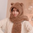 thumbnail image 4 of Opolski Women Winter Warm Plush Solid Color Bear Ear Design Scarf Hat Cap Earflap Set, 4 of 8