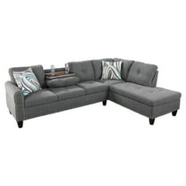 Star Home Living Corp Venus Linen Fabric Sectional Sofa in Gray