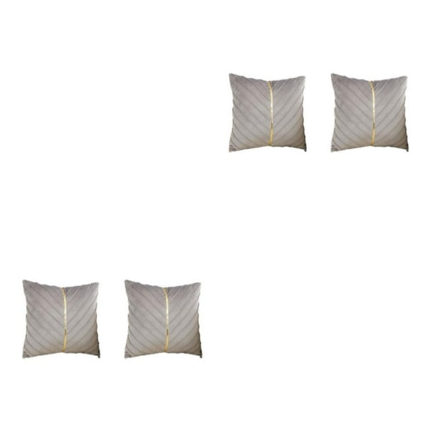 Billuyoard Funda de cojín de terciopelo elegante y agradable para la piel, 2 piezas, hilo cuidadosamente dispuesto con rayas doradas, gris gris 2Conjunto