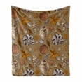 thumbnail image 1 of Ocean Soft Flannel Fleece Blanket, Underwater Starfish Shell Mollusk Seaurchin Sea Horse Pearl Illustration, Cozy Plush for Indoor and Outdoor Use, 70" x 90", Ginger Cinnamon Cocoa, by Ambesonne, 1 of 6