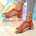 thumbnail image 2 of Low Heeled Sandals for Women Vintage Rhinestone Open Toe Elegant Dressy Party Prom Heels Elastic Ankle Strap Red Size 9, 2 of 8