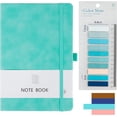 thumbnail image 1 of Hardcover Leather Notebook A5 with Colorful Index Tabs, Executive Journal Notebook with Pen Loop and Elastic Closure, PU Leather Hardback Notepad for Office School(Cyan), 1 of 10