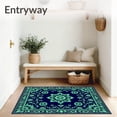thumbnail image 3 of ODIKA 6'x9' Machine Washable Non-Slip Area Rug, Garden Medallion Ornate Floral Damask High Traffic Rug, Blue, 565132, 3 of 7