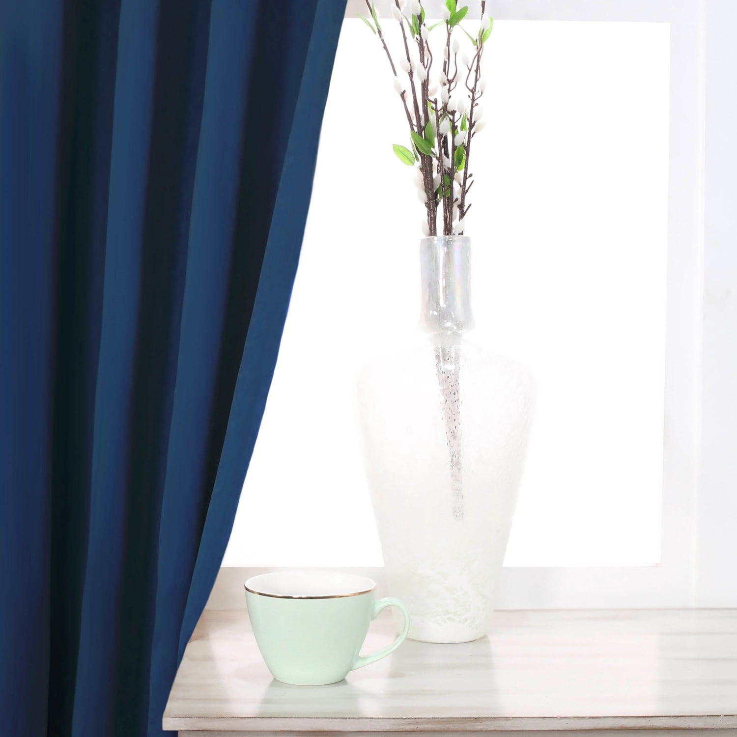 Superior Solid Blackout Curtain Set of 4, 52" x 84", Navy Blue