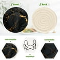 thumbnail image 4 of 6 Pcs Drink Coasters Sets with Holder Pads Cotton Cup Heat-Resistant Hot Mats for Table Protection Black and Golden Marble, 4 of 7