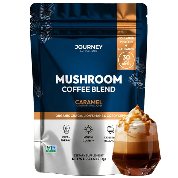 Journey Mushroom Coffee with Collagen & Adaptogens, Caramel, 30 Servings VT1
