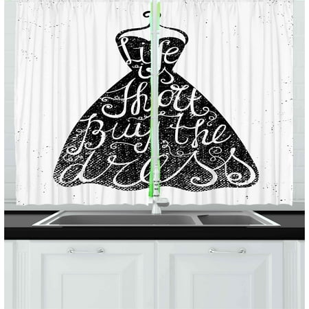 Where To Buy Nice Curtains Lifestyle Curtains 2 Panels Set, Life is Short Buy the Dress Motivational Quote on Hanger Positive Illustration, Window Drapes for Living Room Bedroom, 55W X 39L Inches, Brown White, by Ambesonne ()