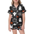 thumbnail image 2 of Outfit Sets for Girls Halloween Elements Pattern Print Short Sleeve Shirt Shorts 2 Piece Outfits Size 2-3Y, 2 of 4