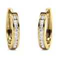 thumbnail image 1 of JeenMata Aros Grandes de Estilo Semieternidad con Diamantes de Talla Redonda de 0,5 Quilates con Canal Pavé Clásico en Baño de Oro Amarillo de 18 K sobre Plata, 1 of 4