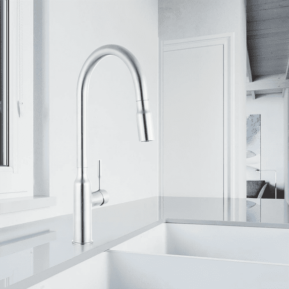 KBFmore 19.8 Inch Stainless Steel Single Lever Handle Kitchen Faucet with Dual Function Pull Out Down Spray Head