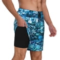 thumbnail image 3 of Goofa Blue Kyanite Printed Men's Swim Trunks Board Shorts Quick Dry Mens Swimming Trunks with Compression Liner,Breathable Fit Hawaii Beach Shorts-XX-Large, 3 of 9