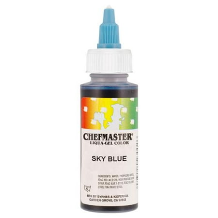 Chefmaster by US Cake Supply 2.3-Ounce Sky Blue Liqua-Gel Cake Food (Best Food Colouring For Rainbow Cake)