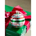 thumbnail image 2 of Raz 5" Charming Holidays Pink and Green Plaid Ball Glass Christmas Ornament, 2 of 2