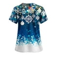 thumbnail image 4 of Feancey Women's Christmas Scrub Tops Stretchy V-neck Short Sleeve Print Nursing Uniforms Fashion Xmas Graphic Nurse Working T-Shirts with Pockets Multicolor M, 4 of 4