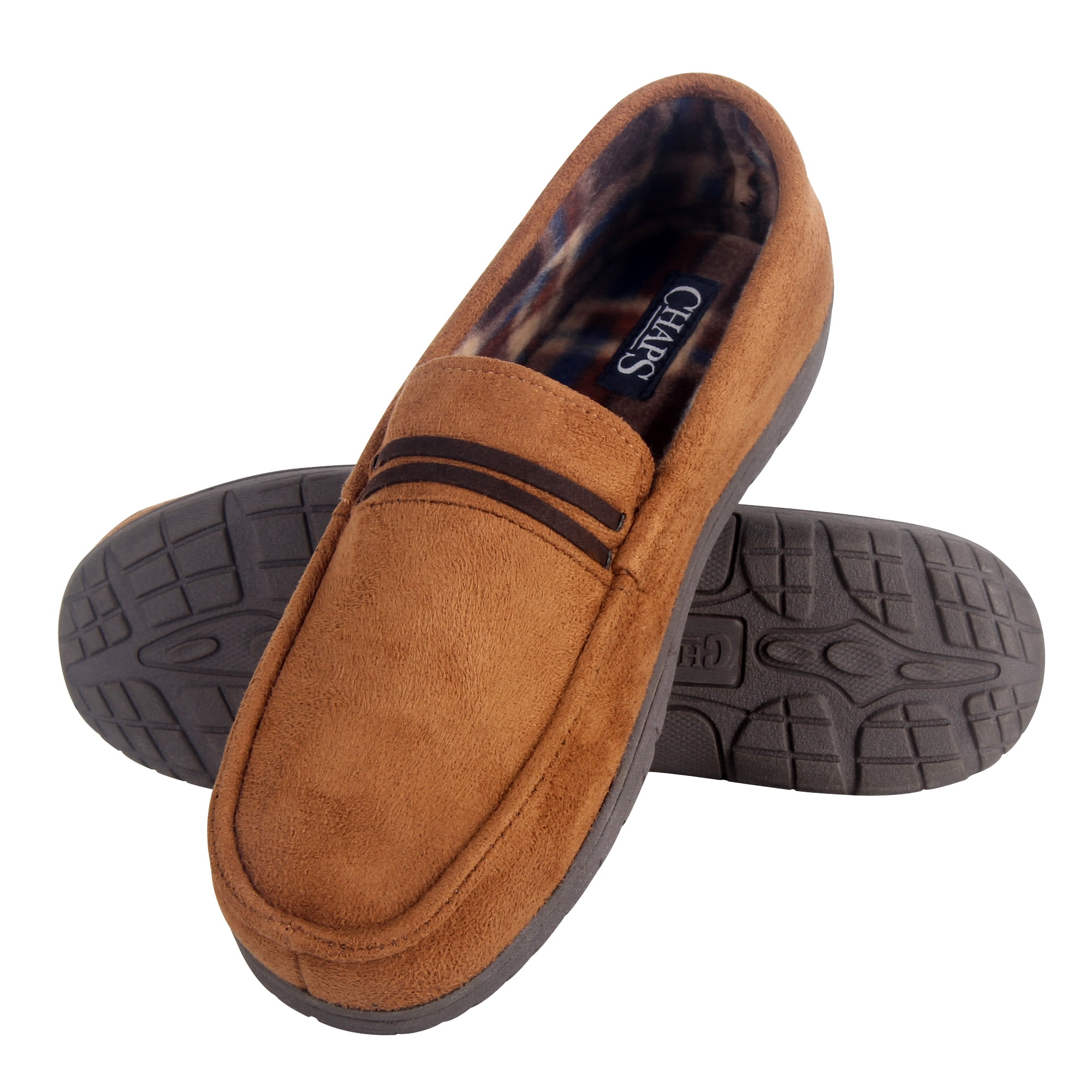 men's chaps suede moccasin slippers
