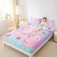 thumbnail image 4 of Castle Fairy Pink Axolotl Salamander 4-Piece Full Size Sheets for Children,Cartoon Mermaid Bed Sheets,Gradient Ombre Lightweight Sheet Sets,Super Cozy Room Decor, 4 of 7