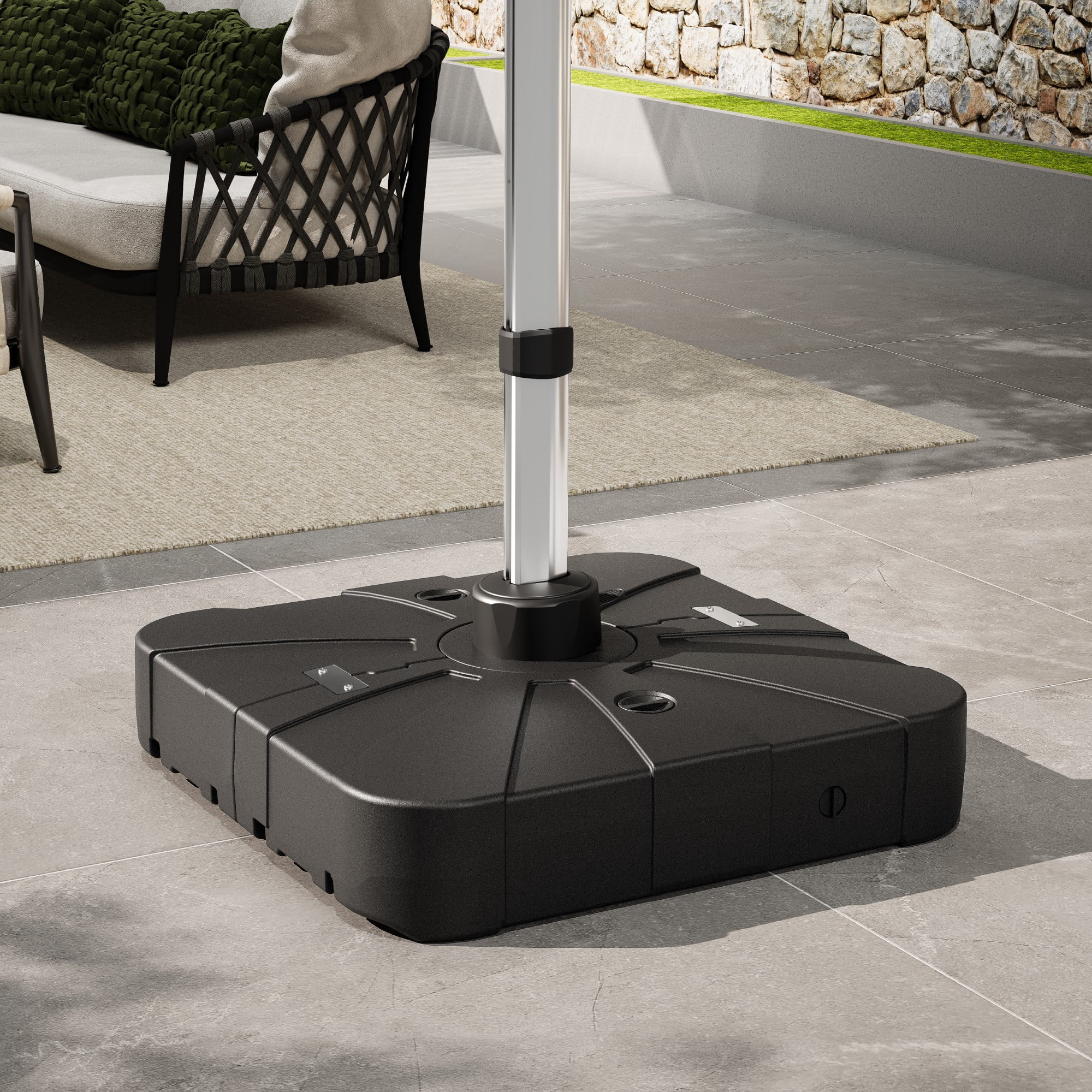 LAUSAINT HOME Patio Umbrella Base, Heavy Duty Offset Umbrella Base with Wheels, 34.6" x 34.6" x 7.5"