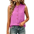 thumbnail image 6 of TGSLY Women's Linen Mandarin Collar Tank Tops Lightweight Soft Crew Neck Sleeveless Button Down Vest Relaxed Fit Dressy Casual Solid Color Shirts with Pocket XXXL, 6 of 7