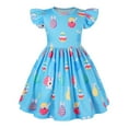 thumbnail image 4 of NAFUU Girls Dress St Patrick's Day Easter Flutter Sleeve O-Neck Cartoon Prints Party School Clothes Casual Dresses For Girls Sizes 6-7 Years, 4 of 4