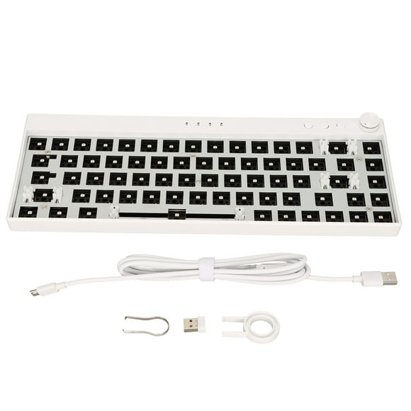 DIY Mechanical Keyboard, Ergonomic RGB Backlit Custom Mechanical Keyboard 65% Layout 68 Keys For DIY White