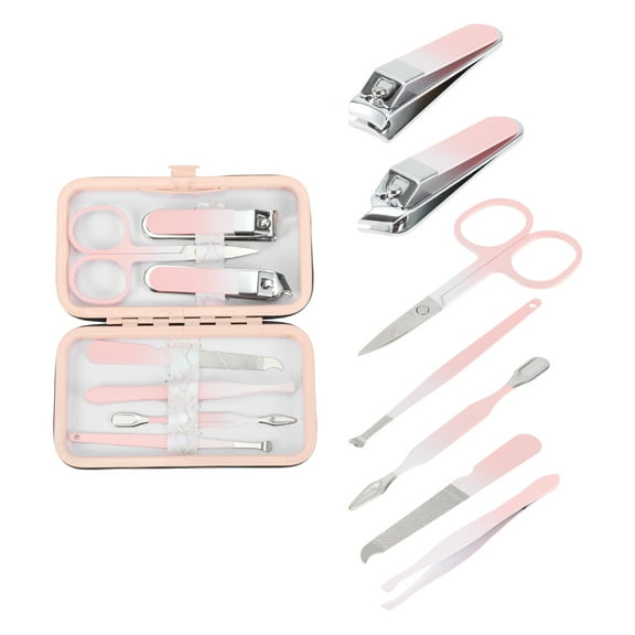 Unique Bargains 7-piece Set Fashion Nail Clipper Kit for Women for Men Gradient Pink