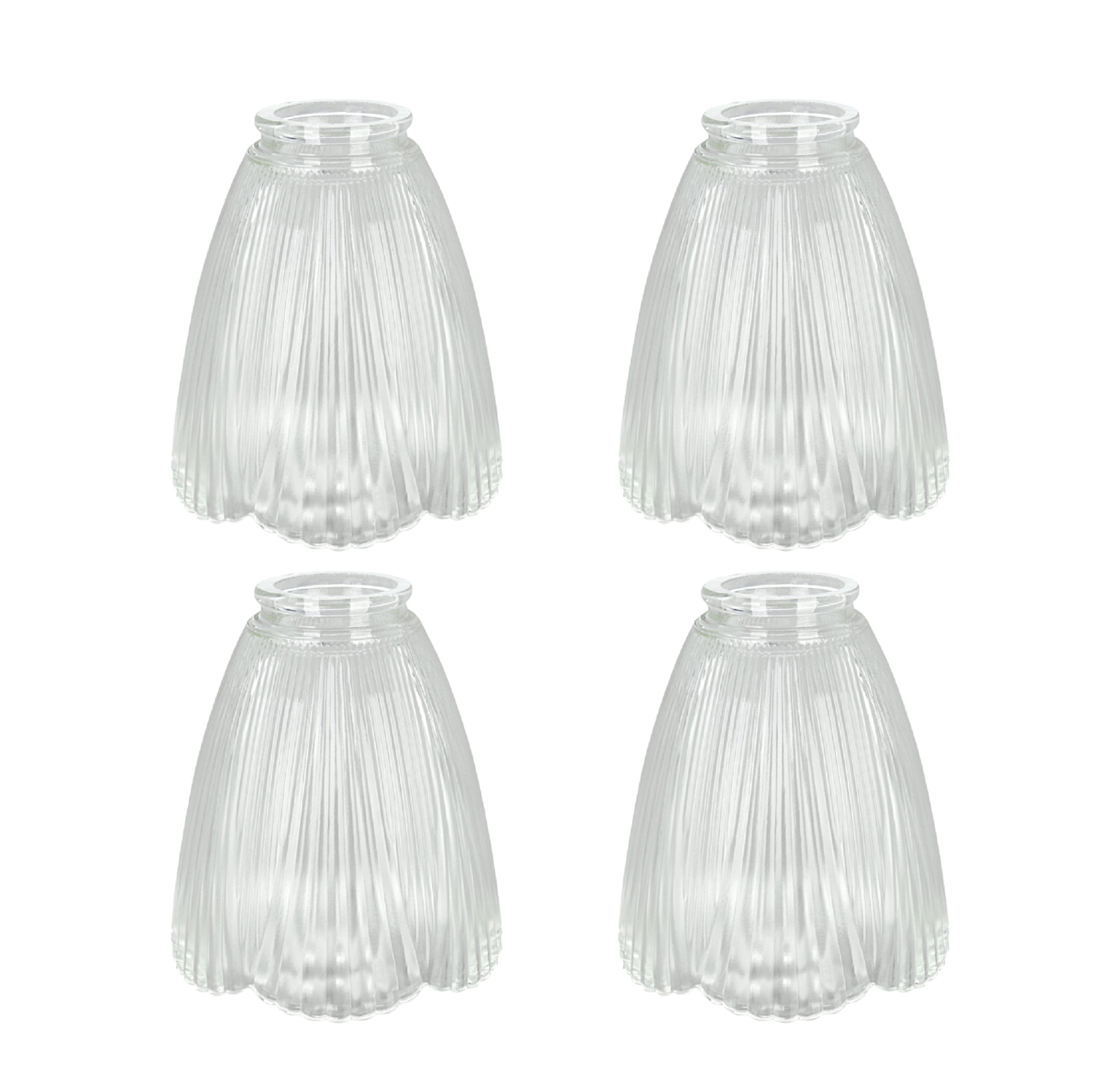 Clear Ribbed Glass Bell Chandelier Shade Set, 5-1/4" Height