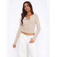 thumbnail image 4 of Y2K Women'S Long Sleeve Front Open Knit Cropped Sweater Button Knit Cardigan, Autumn V-Neck Button Top  L, 4 of 5